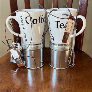 Mugs Set of two cute mugs with whisk and grater hot cocoa or coffee included